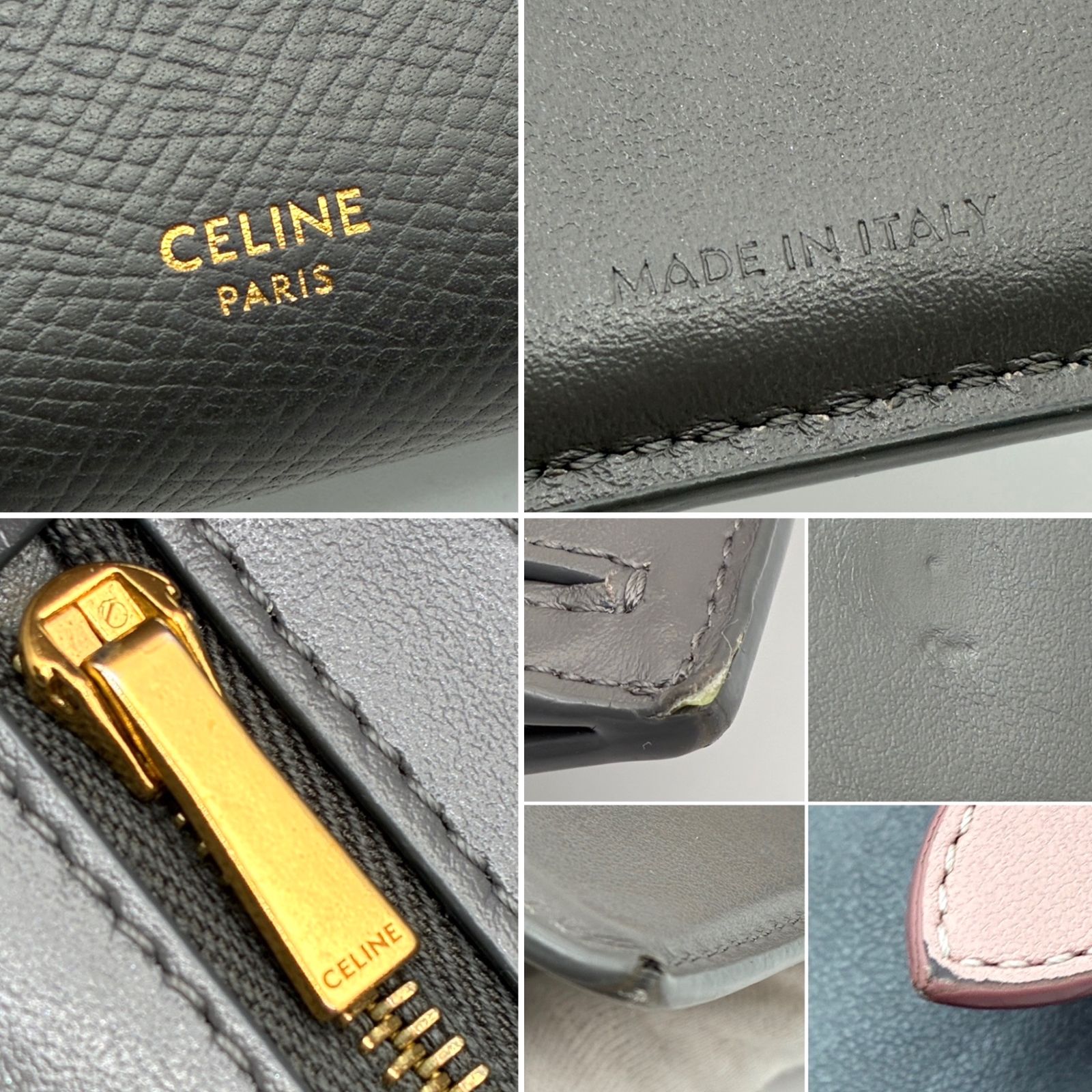 極美品 CELINE セリーヌ ミディアムストラップウォレット 二つ折り財布