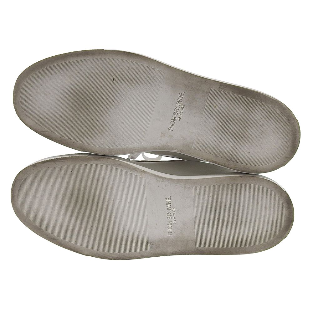 THOM BROWNE トムブラウン 美品 レザー スニーカー シューズ メンズ 白