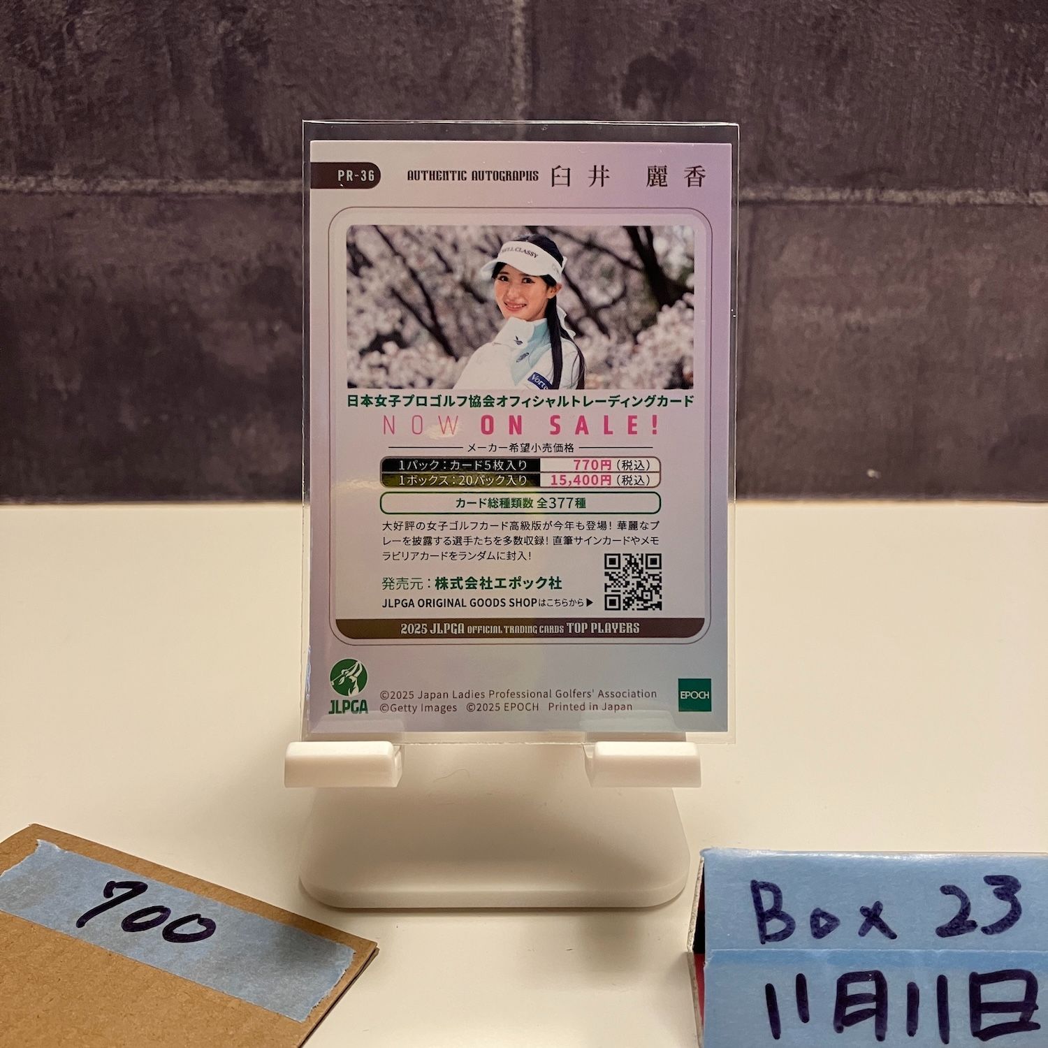 臼井麗香サインカード2025 g22【2025 EPOCH 女子ゴルフ JLPGA Top Players】直筆サインカード 縦