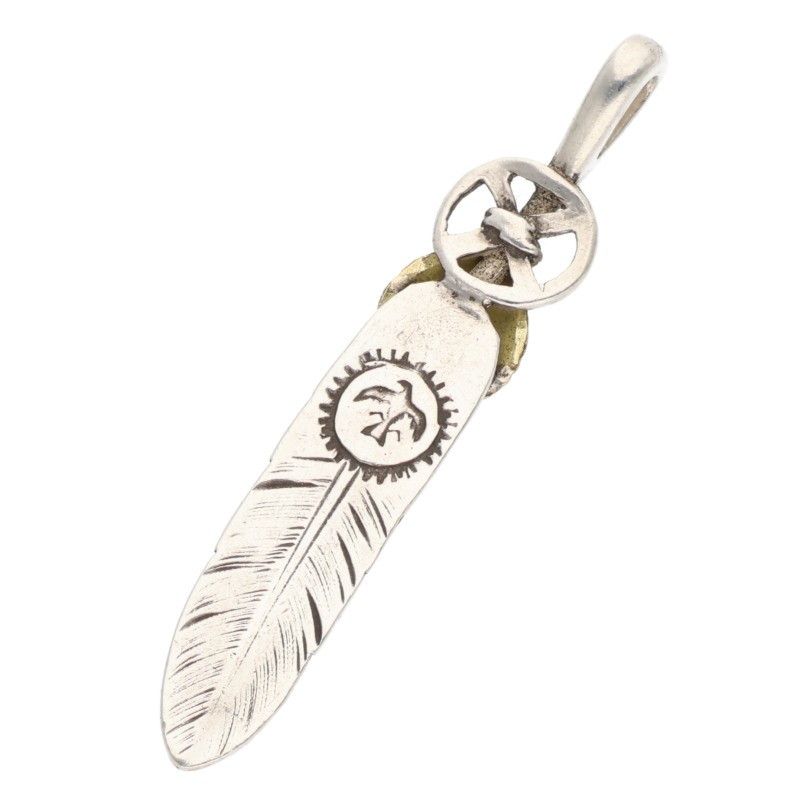 ゴローズ ハートホイールフェザー 中 ネックレストップ メンズ 中