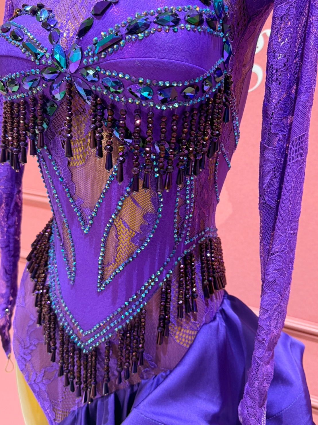 社交ダンス gentil ジャンティ modern ラテン パープル 紫 レース