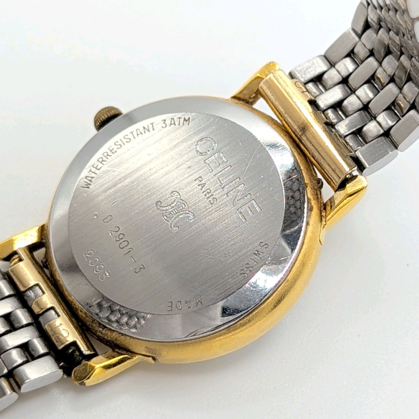 CELINE Macadam Watch Ladies Quartz Round Gold Silver Combi Y2K 00