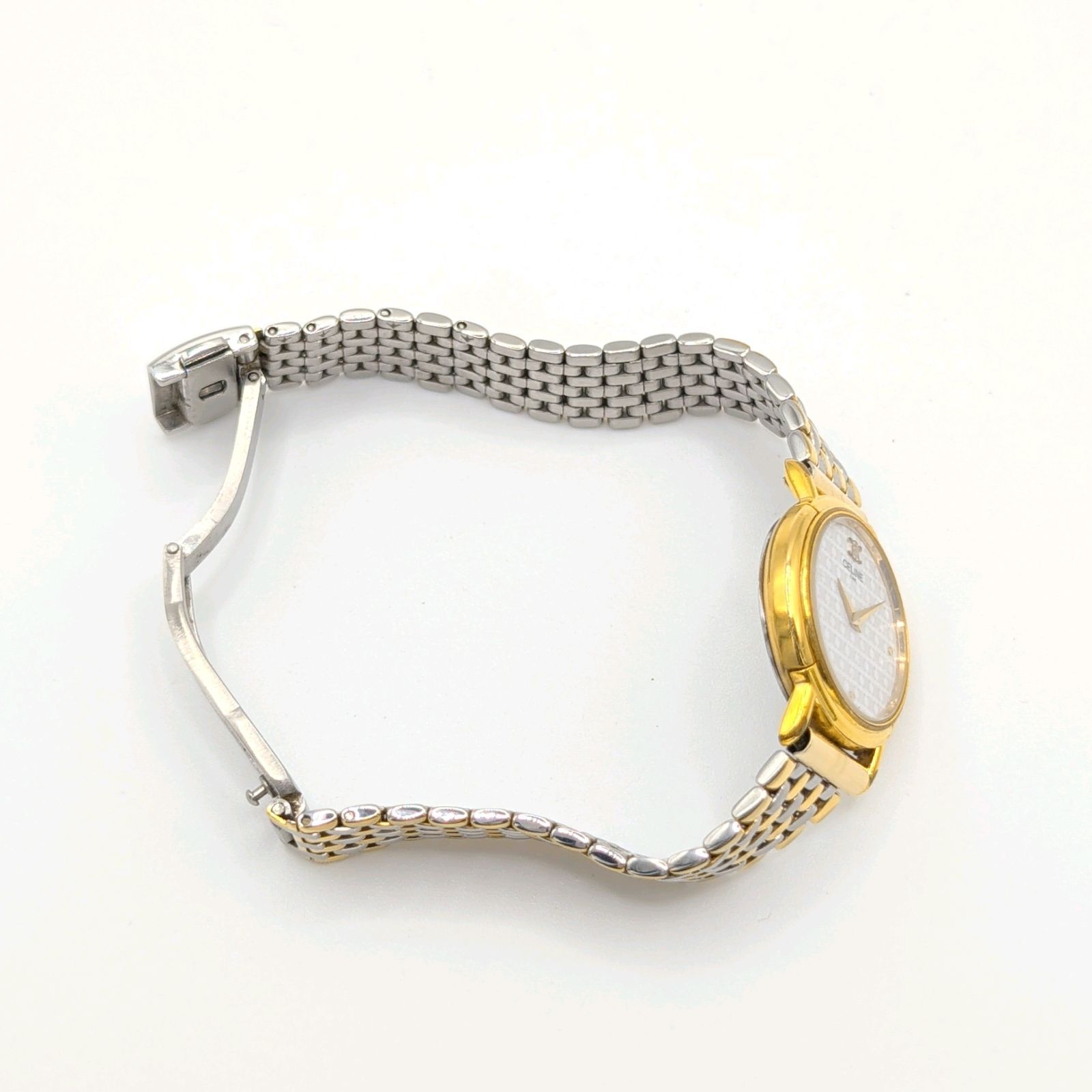 CELINE Macadam Watch Ladies Quartz Round Gold Silver Combi Y2K 00