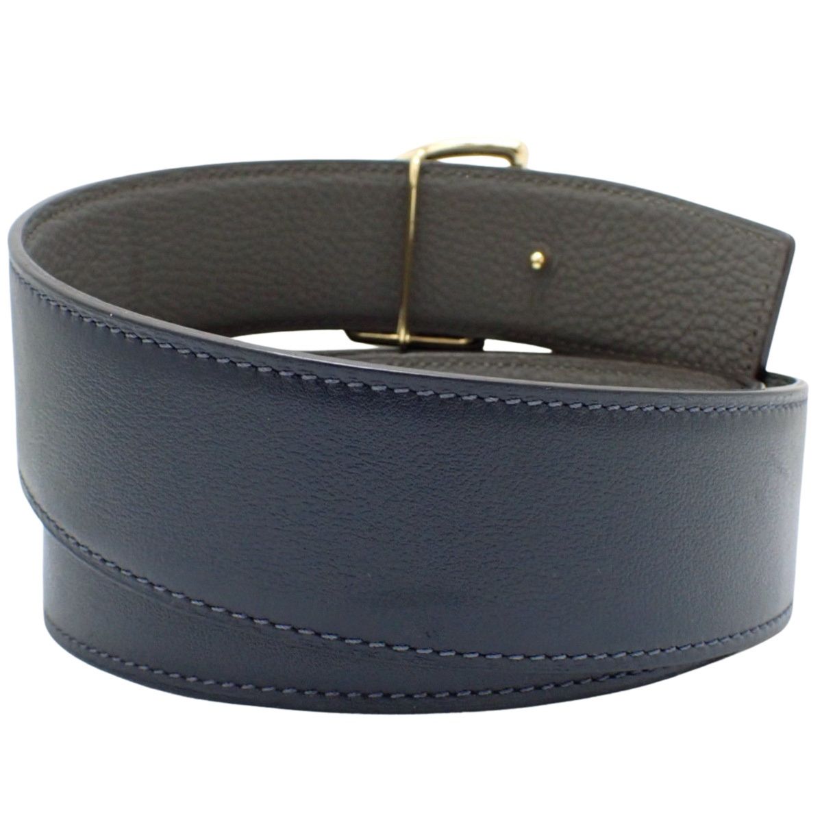 HERMES ブルーレザーベルト 即決 HERMES エルメス レザー ベルト ブルージーン セリエボタン 美品