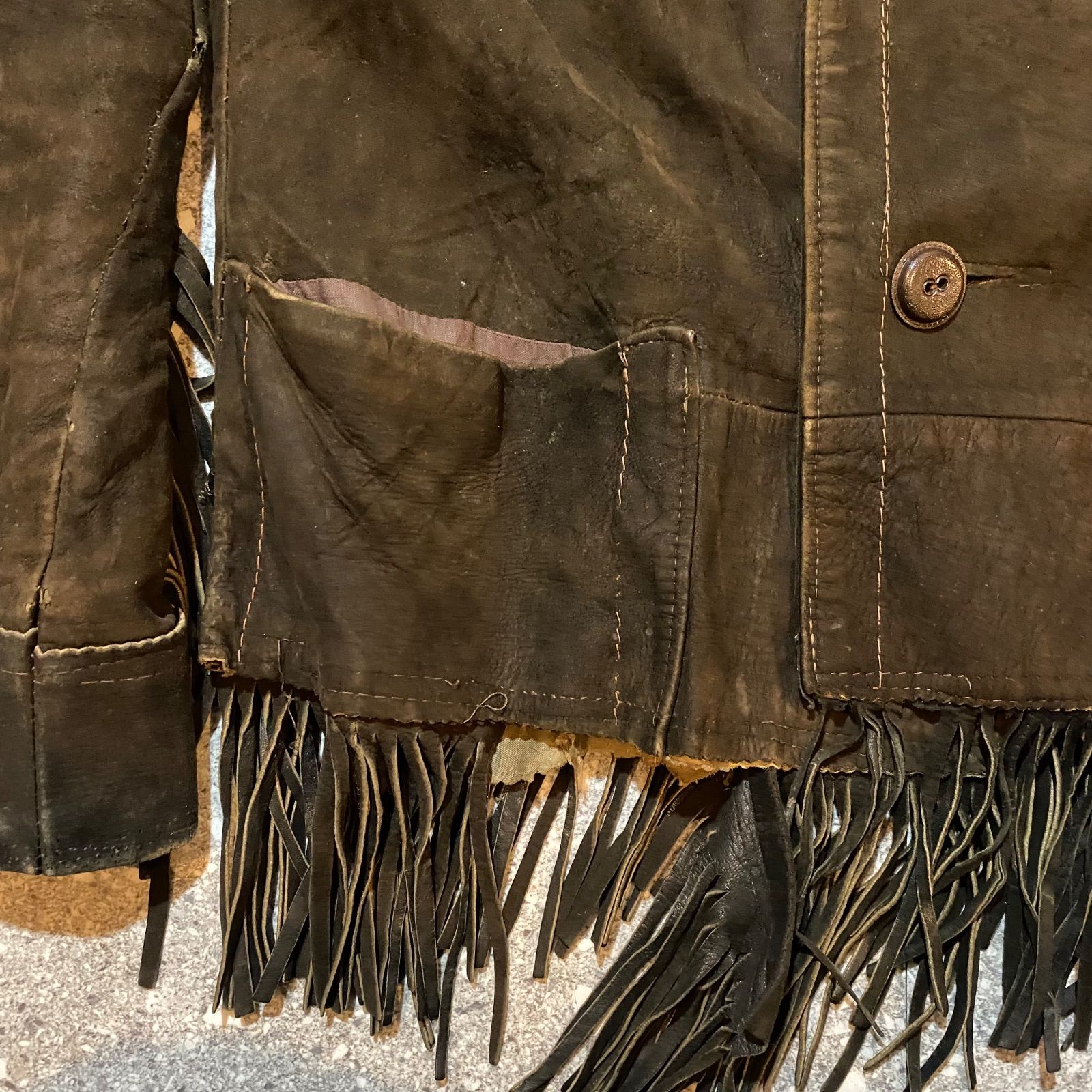 70s suede leather fringe jacket/1970年代 スエード レザー フリンジ
