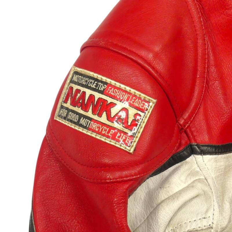 NANKAI 革ツナギ 赤黒　レディースで使用 NANKAI 革ツナギ 赤黒 レディースで使用 即決 NANKAI メンズ L レザー