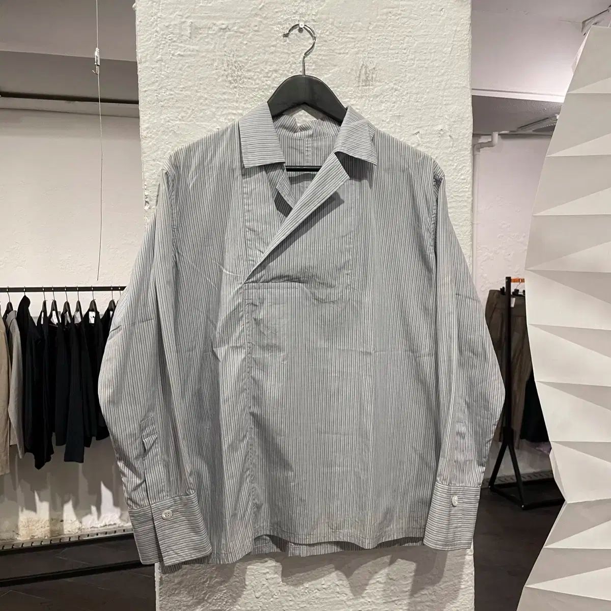 24ss 美品　ヨウジヤマモトプールオム　リネン　アシメントリー　ロングシャツ YOHJI YAMAMOTO ヨウジヤマモト アシメントリー プルオーバー シャツ