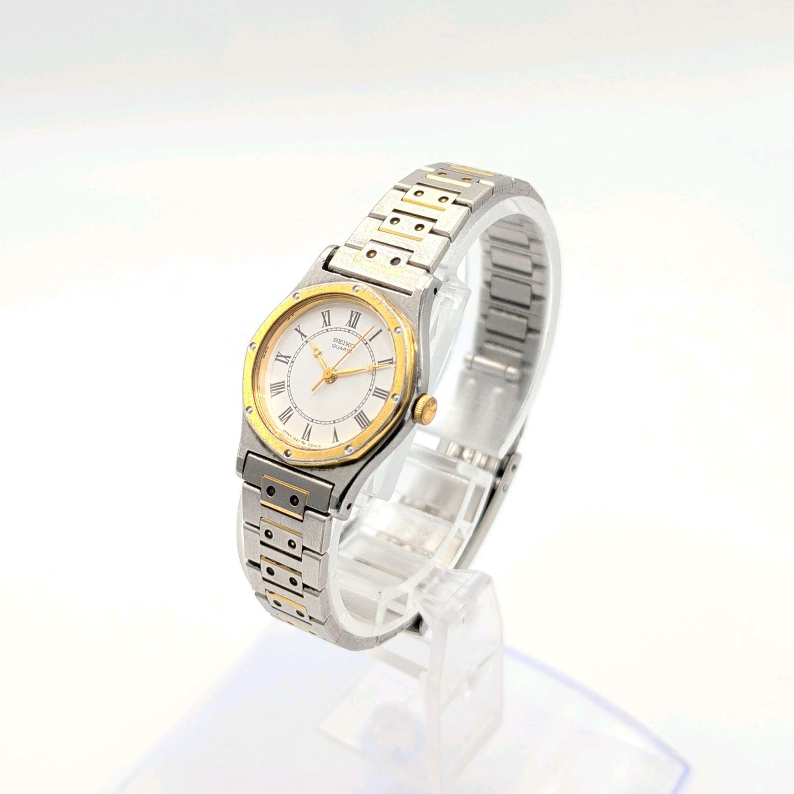 SEIKO 1221-0040 Watch Ladies Quartz Round Gold Silver Combi Y2K 