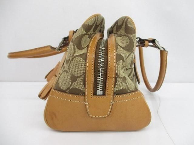 優良品 コーチ COACH シグネチャー レザー ハンドバッグ ボストン