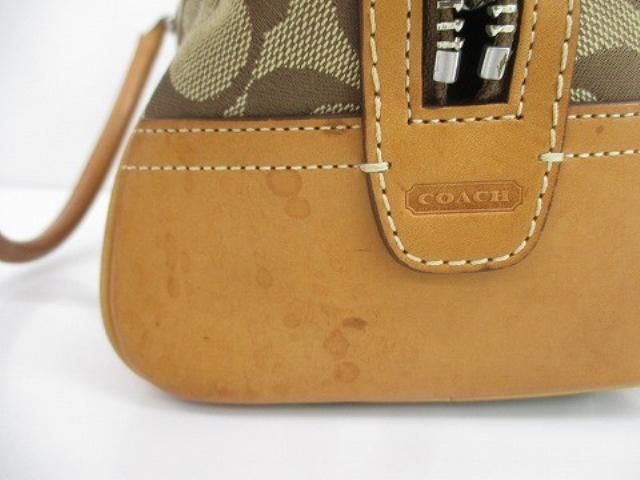 優良品 コーチ COACH シグネチャー レザー ハンドバッグ ボストン