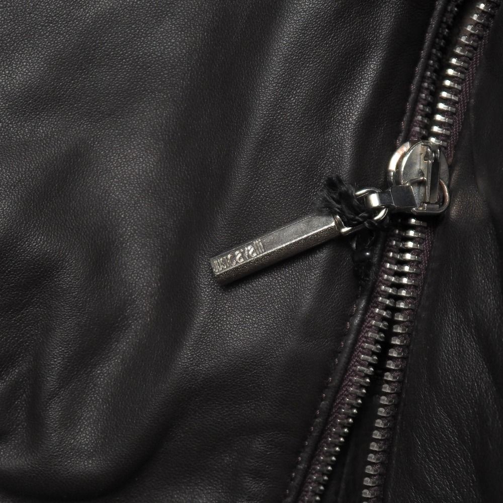 【未使用】justcavalliレザージャケット　サイズL ジャストカヴァリ春物 □美品□Just Cavalli ジャストカヴァリ ジャケット サイズ50 ジップ