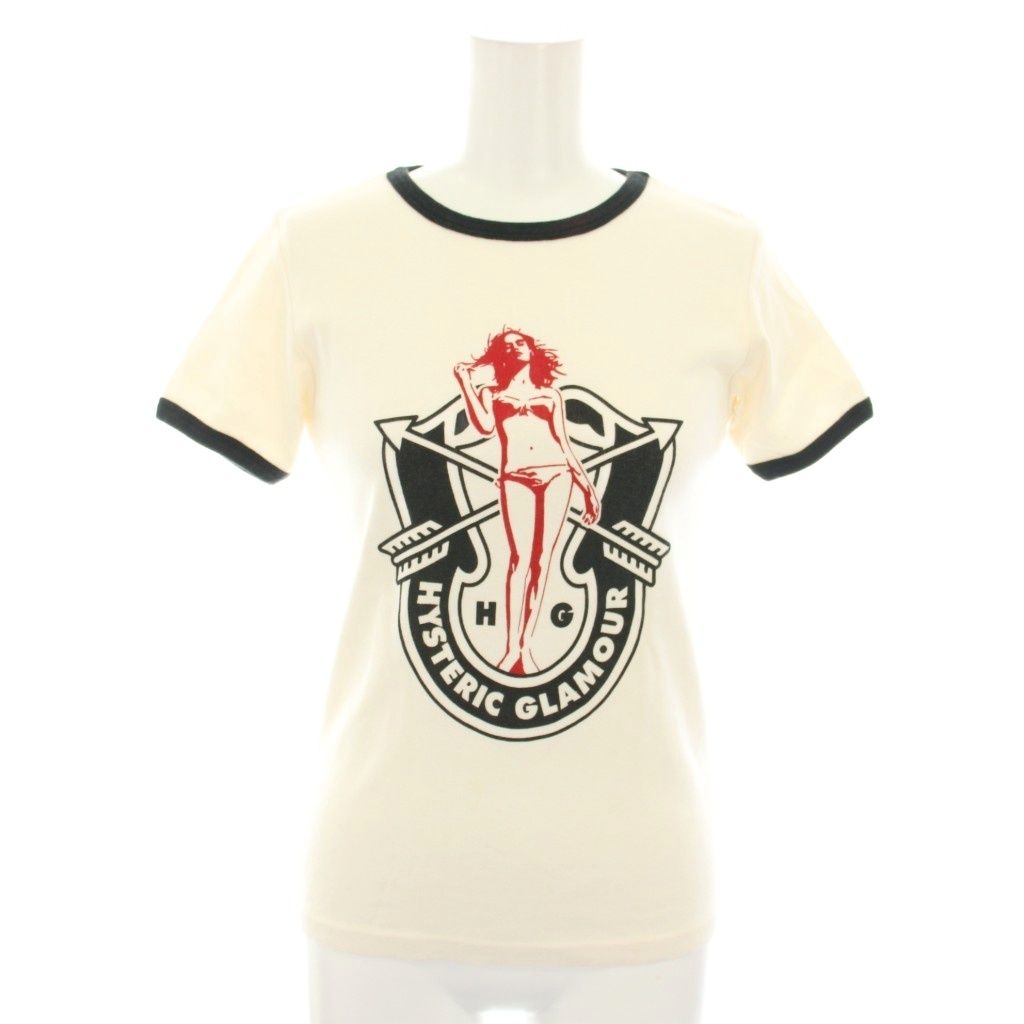 HYSTERIC GLAMOUR ヒスガール　プリントTシャツ　Freeサイズ ヒステリックグラマー HYSTERIC GLAMOUR リンガーTシャツ カットソー