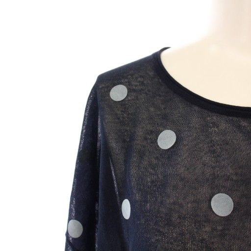 【中古】イエナ FILMYドットカーディガン 長袖 クルーネック ストレッチ ショート丈 シアー シースルー F 紺 水色 イエナ IENA 25SS FILMYドットカーディガン 長袖 クルーネック