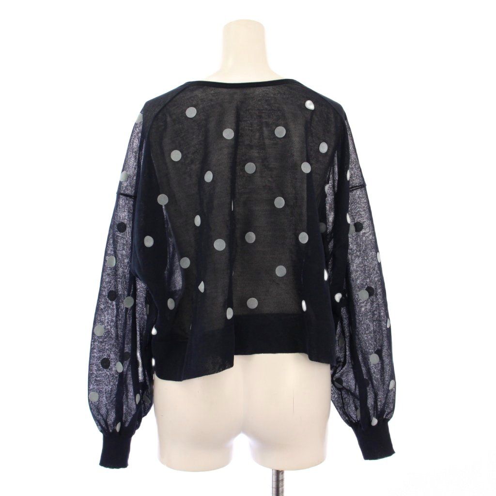 【中古】イエナ FILMYドットカーディガン 長袖 クルーネック ストレッチ ショート丈 シアー シースルー F 紺 水色 イエナ IENA 25SS FILMYドットカーディガン 長袖 クルーネック