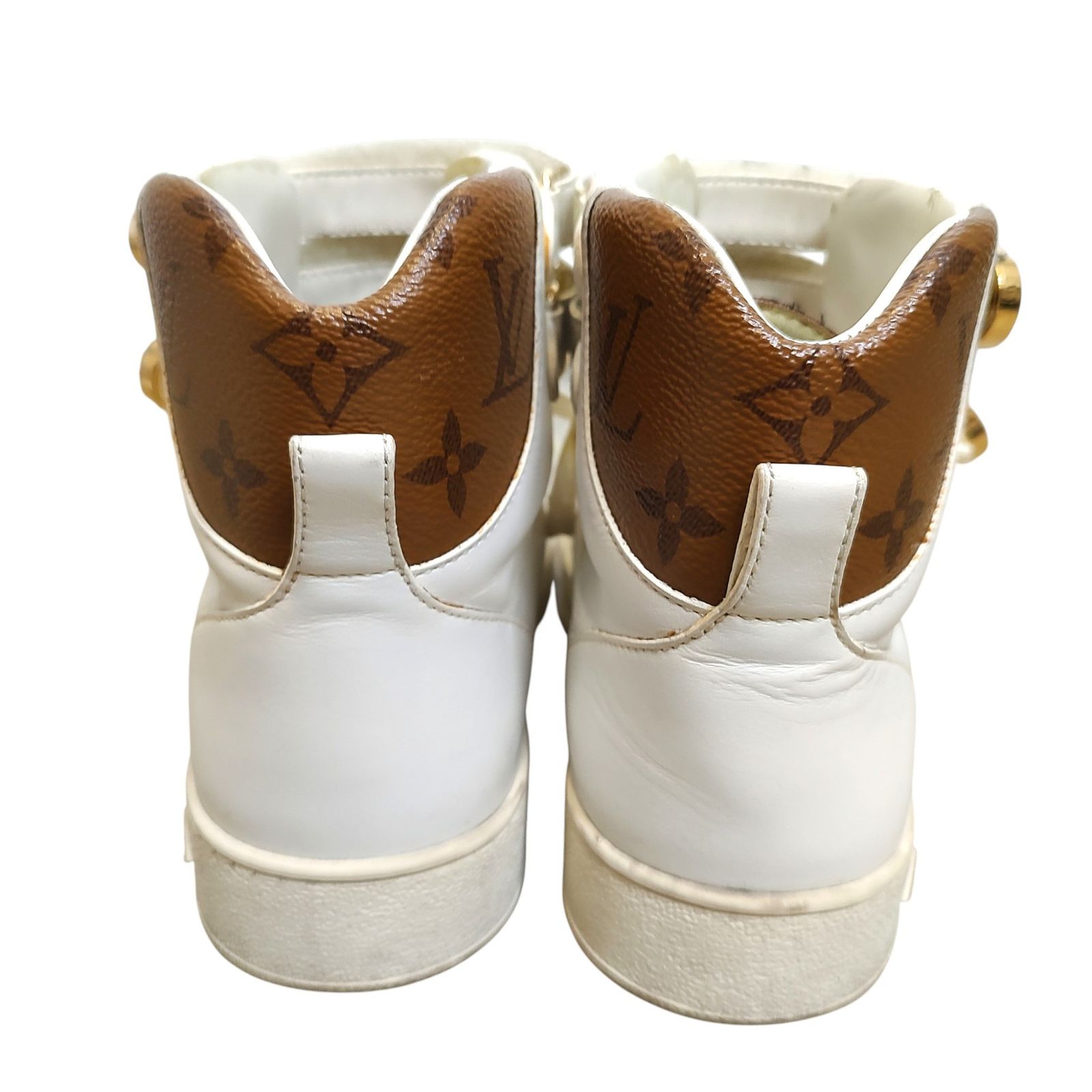 Louis Vuitton ハイカットスニーカー ホワイト/ブラウン 中古・古着通販】LOUIS VUITTON (ルイ ヴィトン) ハイカットスニーカー