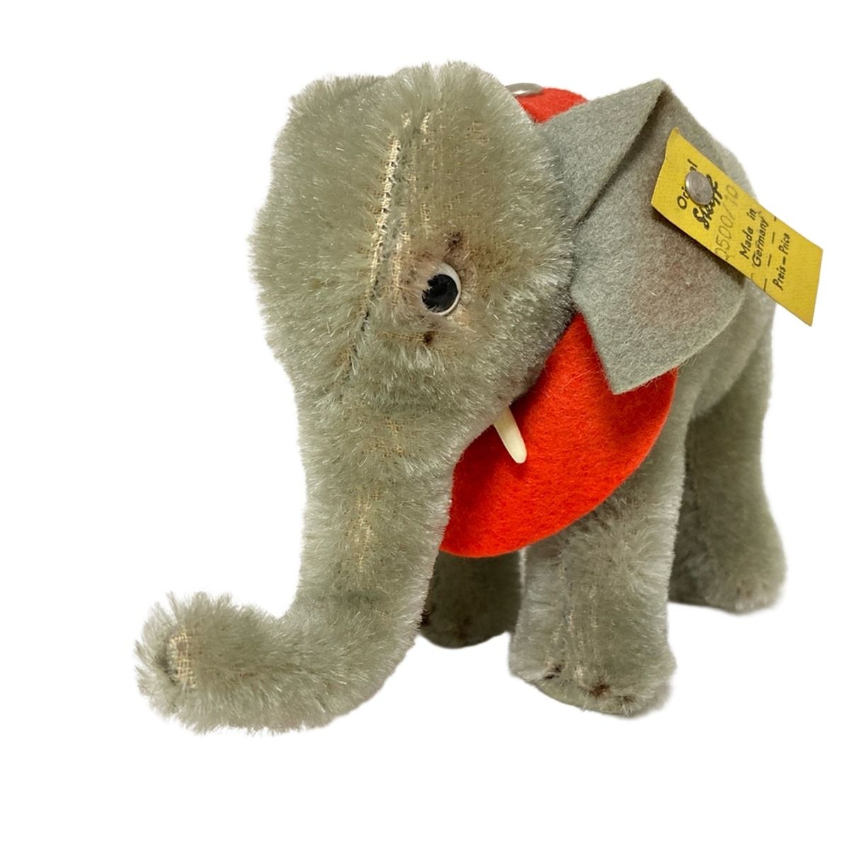 Steiff(シュタイフ) ぬいぐるみ美品 - グレー×レッド ゾウ コットン