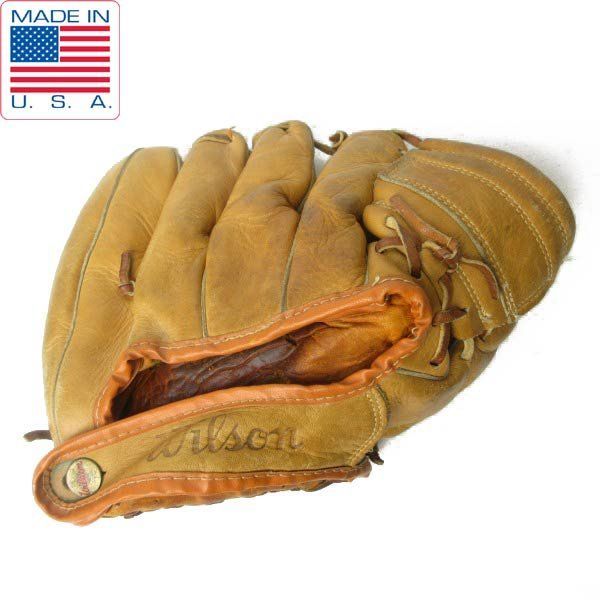 40s-50s USA製 Wilson ウィルソン ボタンバック 野球 レザー グローブ