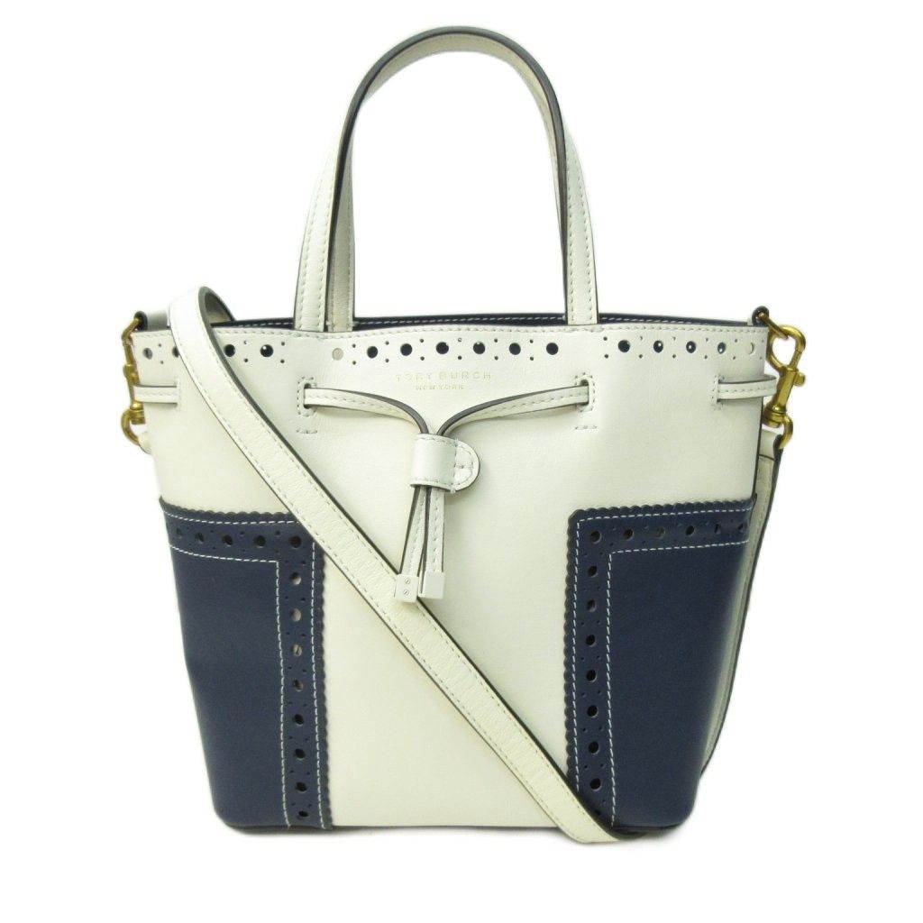 トリーバーチ TORY BURCH 2WAY ショルダーバッグ トート 皮革 紺