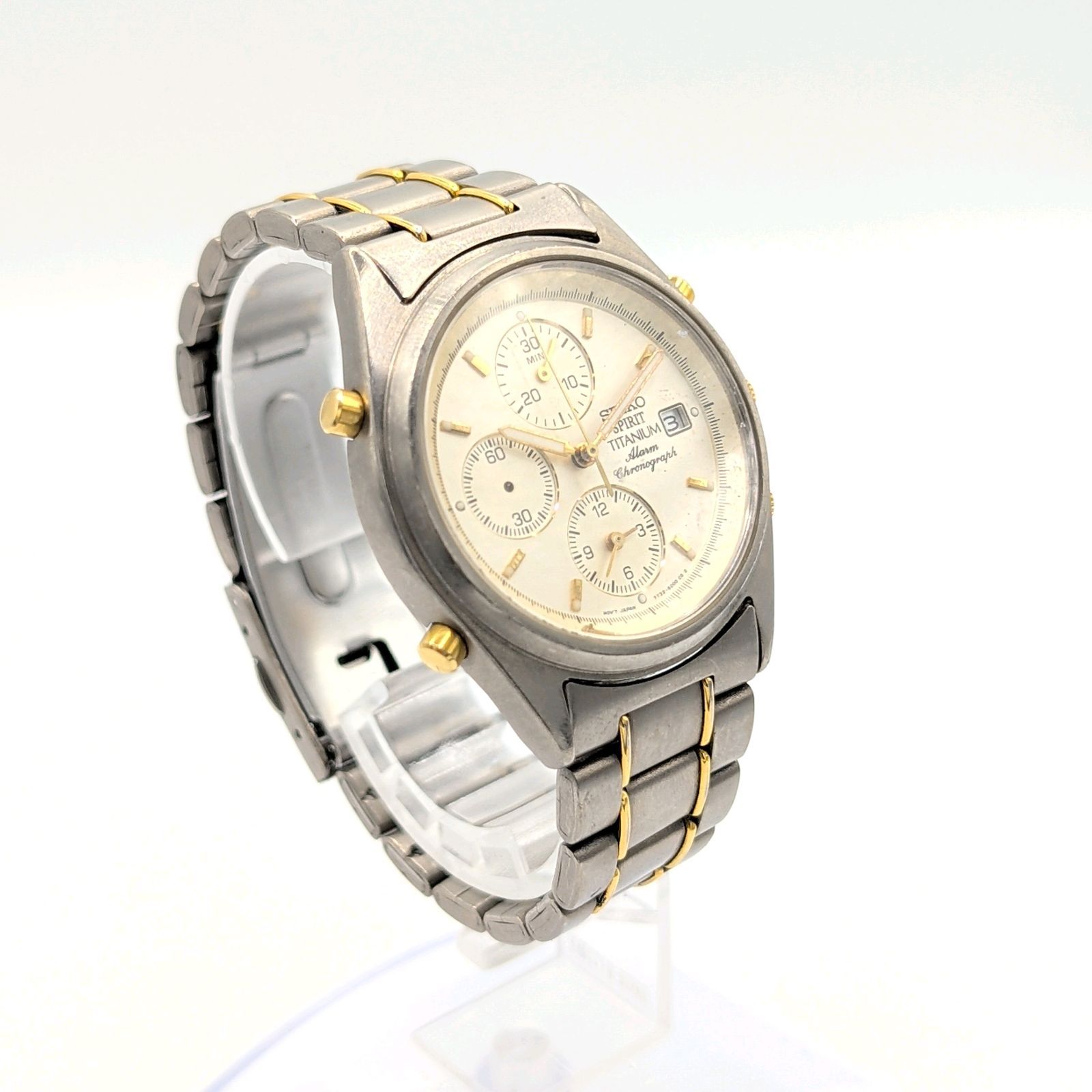 SEIKO 7T32-6000 Watch Quartz Men's Round Chronograph Silver Date