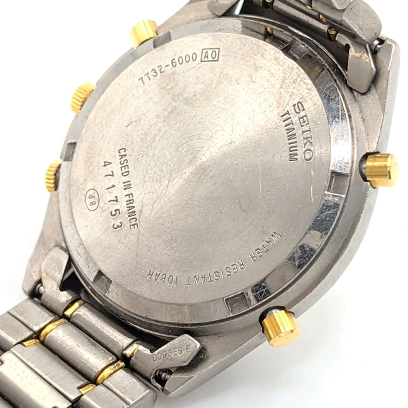 SEIKO 7T32-6000 Watch Quartz Men's Round Chronograph Silver Date