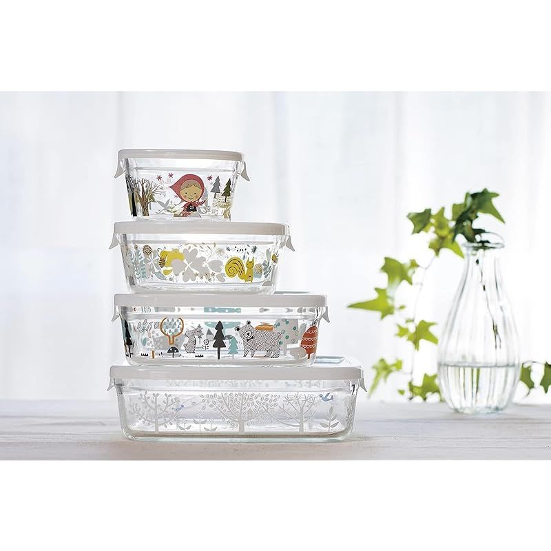 iwaki(イワキ) 耐熱ガラス 保存容器 シンジカトウ 森の中で 角型 3点セット