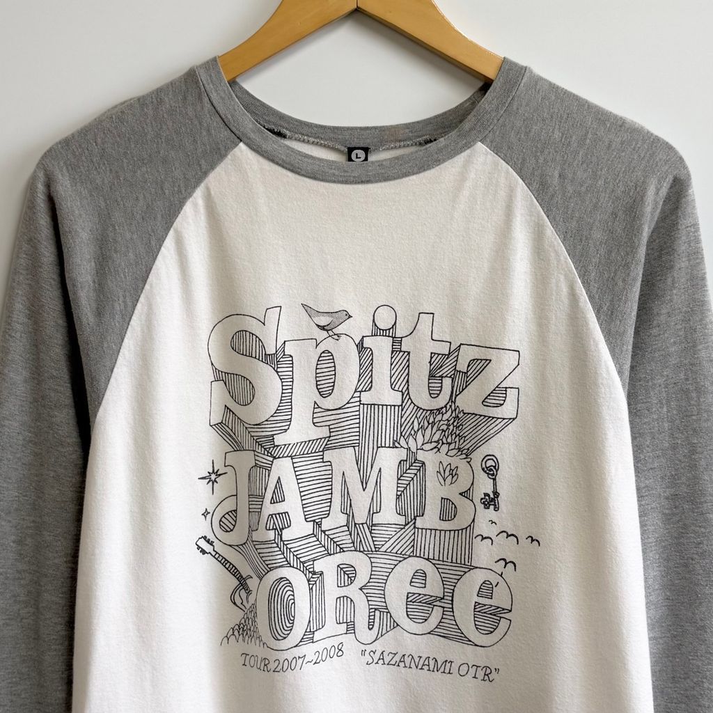 スピッツ ツアーTシャツ JAMBOREE TOUR ラグランTシャツ 白×グレー L