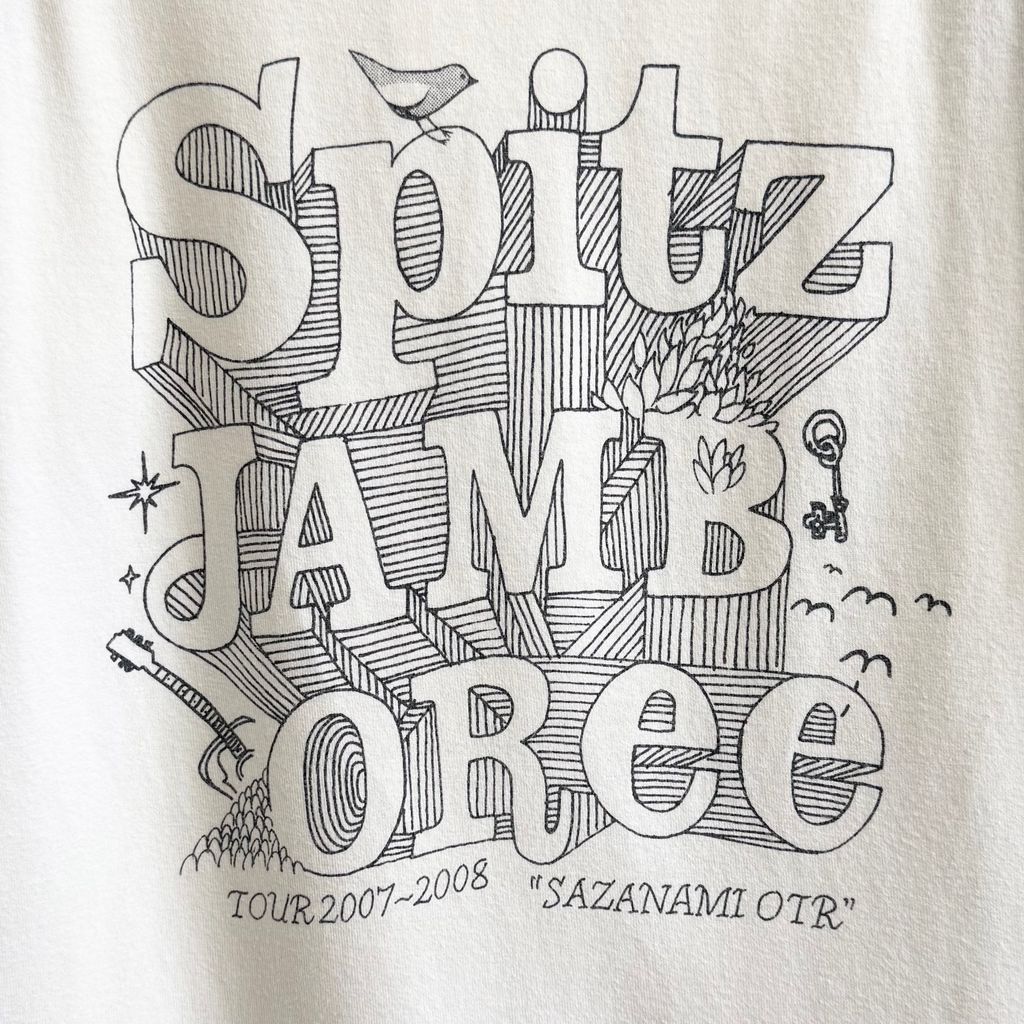 スピッツ ツアーTシャツ JAMBOREE TOUR ラグランTシャツ 白×グレー L