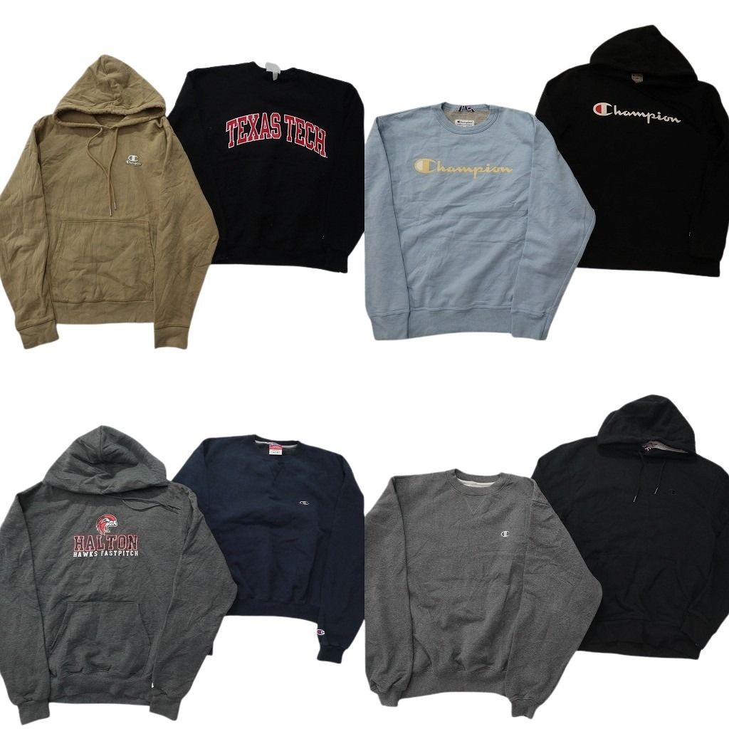 古着卸 まとめ売り チャンピオン Champion スウェット 8枚セット (メンズ M ) 前V フーディー アーチロゴ ワンポイント  古着 NC6945