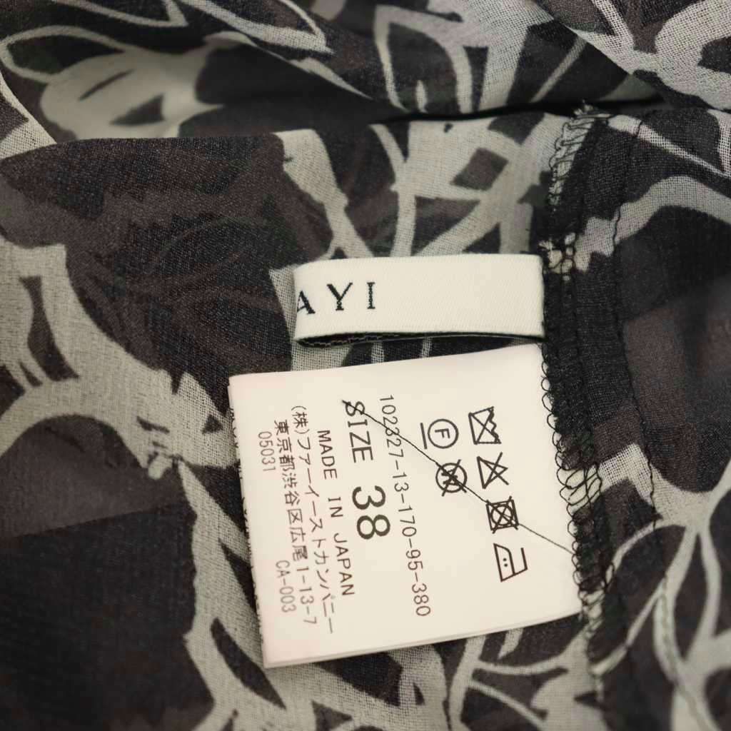 ANAYI - アナイ 23AW ラインフラワープリントギャザーブラウス ノースリーブ アナイ ANAYI 23AW ラインフラワープリントギャザー ブラウス