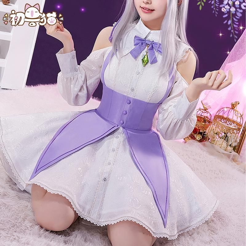 初獣猫 Re ゼロから始める異世界生活 エミリア 劇場版 コスプレ衣装 meilu 51210