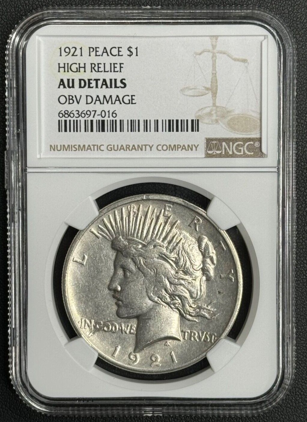 『NGC AU DETAILS』ピースダラーハイレリーフ銀貨(1921年) NGC AU DETAILS』ピースダラーハイレリーフ銀貨(1921年) - メルカリ