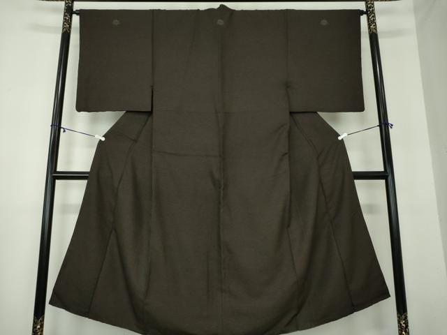 平和屋着物○男性 色紋付 焦げ茶色 正絹 逸品 DAAY1998ps