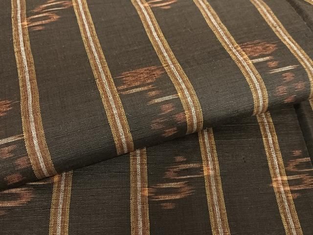 平和屋着物○上質な紬 井桁絣 正絹 逸品 AABC0049zg