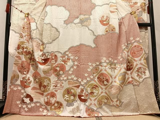 平和屋着物○訪問着 草花丸文 金彩 正絹 逸品 CABA1856ut