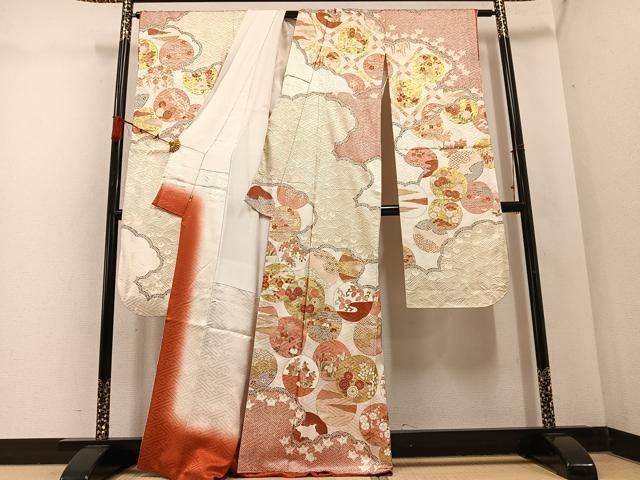 平和屋着物○訪問着 草花丸文 金彩 正絹 逸品 CABA1856ut