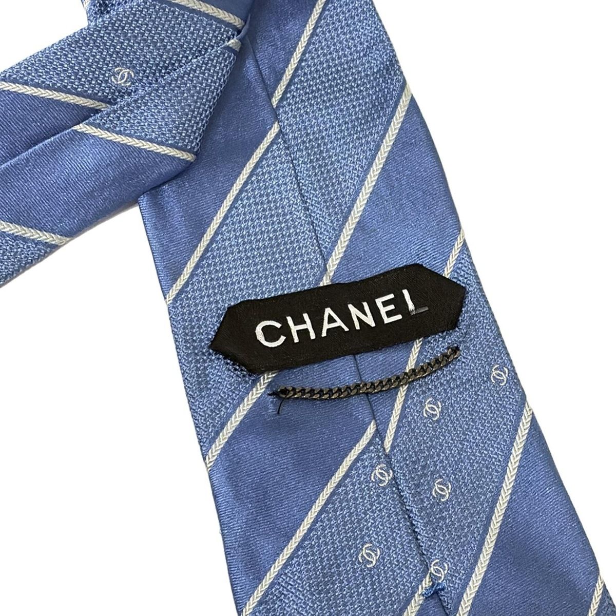 CHANEL(シャネル) ネクタイ メンズ - ライトブルー×白 ココマーク