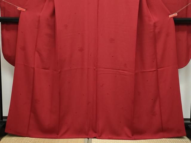 平和屋着物○豪華振袖・長襦袢セット 草花地紋 赤色×柑子色 京都きもの