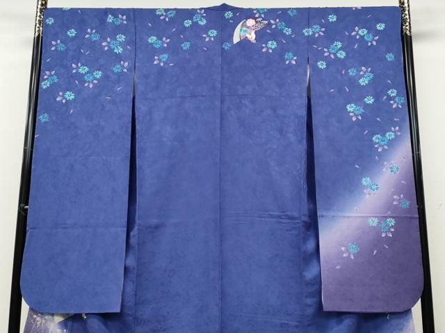 平和屋着物●森英恵・HANAE MORI　振袖　花蝶文　暈し染め　金彩　正絹　逸品　CABA1733ut 平和屋着物○森英恵・HANAE MORI 振袖 花蝶文 暈し染め 金彩