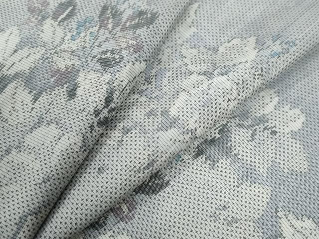 平和屋着物○都喜ヱ門 本場大島紬 白大島 9マルキ 草花文 藤絹織物謹製