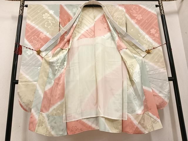 平和屋着物○振袖用長襦袢 無双仕立て 花蝶地紋 暈し染め 正絹