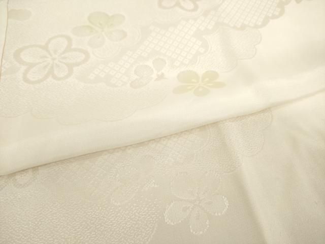 平和屋着物●振袖用長襦袢　無双仕立て　舞花地紋　半衿刺繍　正絹　逸品　AABC9994ck 平和屋着物○振袖用長襦袢 無双仕立て 舞花地紋 半衿刺繍 正絹 逸品