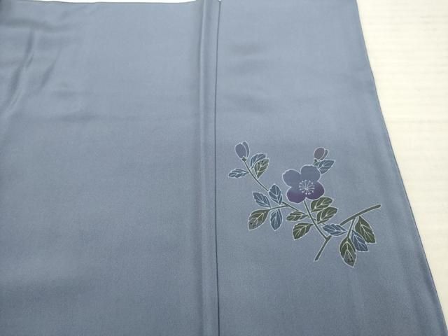 平和屋着物○本加賀友禅作家 押田正義 色無地 青褐色 丹後ちりめん 反