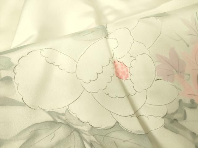 平和屋着物○長襦袢 袷 枝花文 手描き 正絹 逸品 DAAY9241az