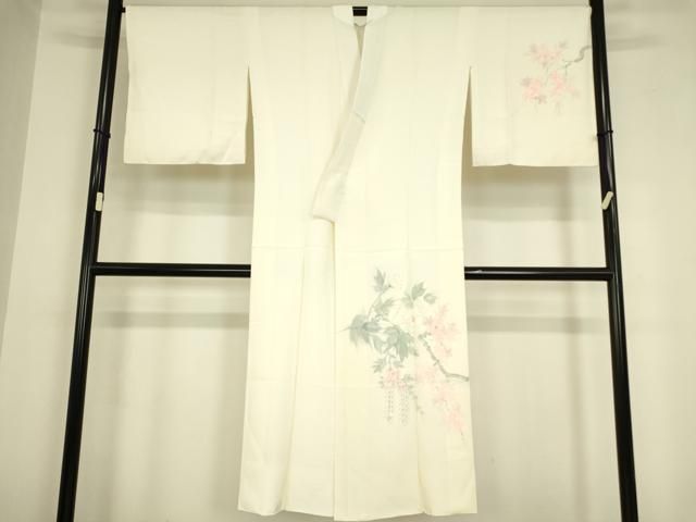 平和屋着物●長襦袢　袷　枝花文　手描き　正絹　逸品　DAAY9241az 平和屋着物○長襦袢 袷 枝花文 手描き 正絹 逸品 DAAY9241az