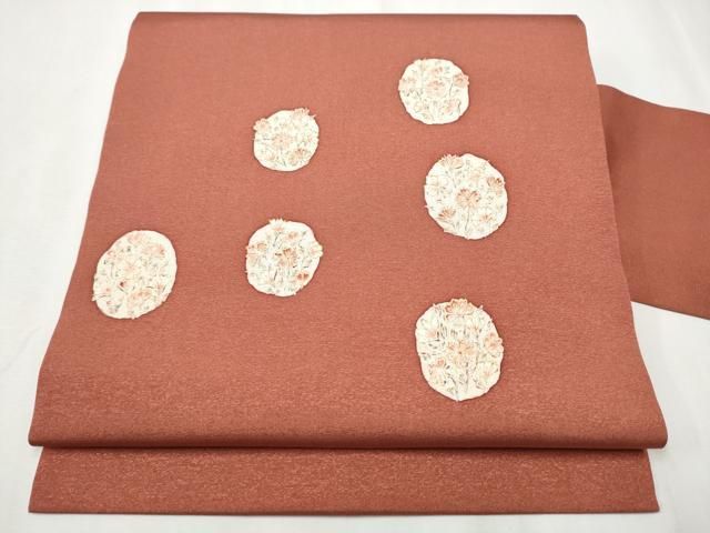 平和屋着物○九寸名古屋帯 手描き 花丸文 金彩 正絹 逸品 CABA1084hy