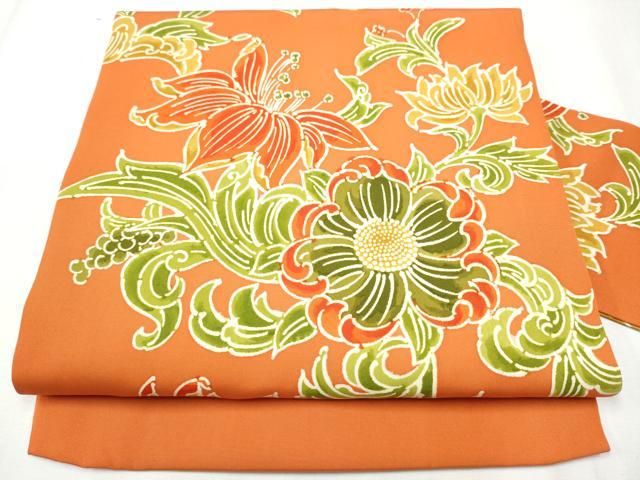 平和屋着物●塩瀬　全通柄　九寸名古屋帯　草花文　正絹　逸品　CABA1087hy 平和屋着物○塩瀬 全通柄 九寸名古屋帯 草花文 正絹 逸品