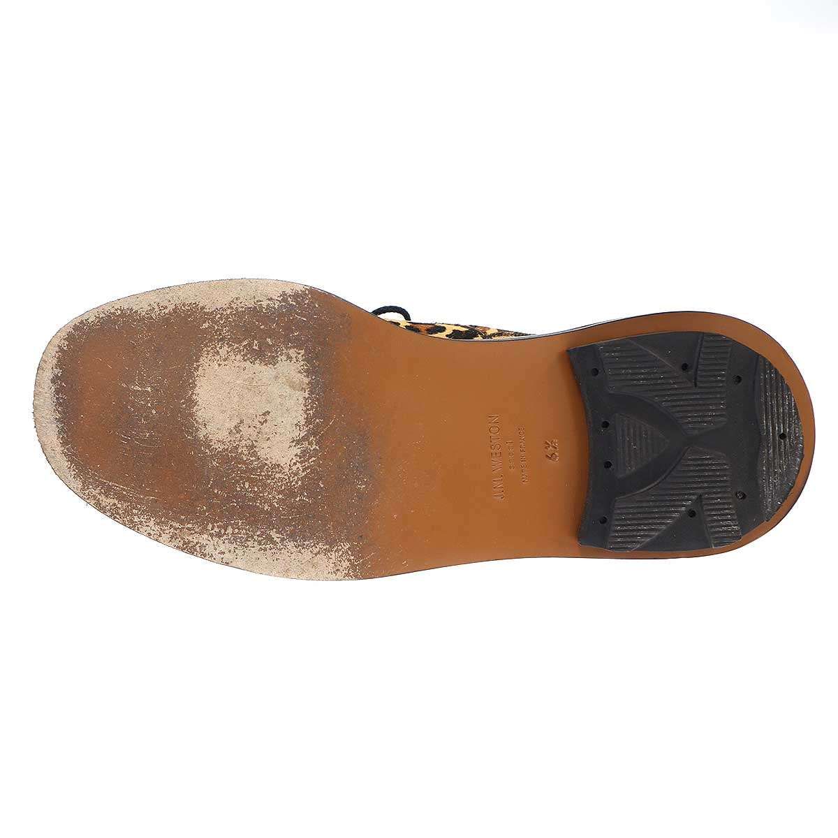 JM WESTON sacai レオパードヘアカーフ Golf Derby 9 Calfskin with Leopard pattern Golf Derby J.M. Weston x sacai