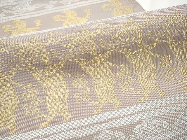 平和屋着物○八寸名古屋帯 大阪有香 手おり 人物文 金銀糸 正絹 逸品
