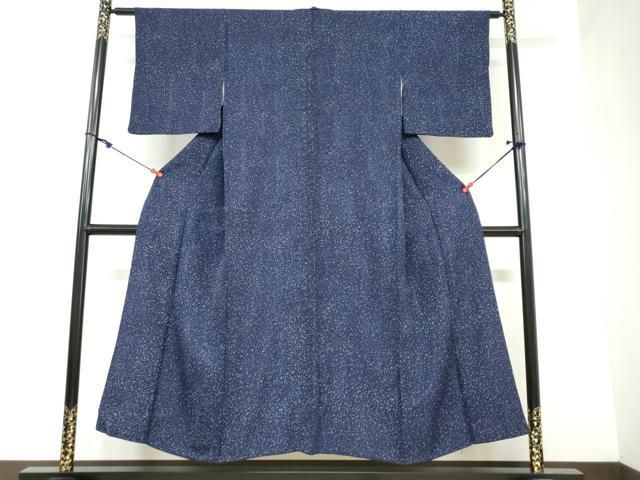 平和屋着物○民芸つむぎ 藍絣 反端付き 正絹 逸品 DAAY5772ud