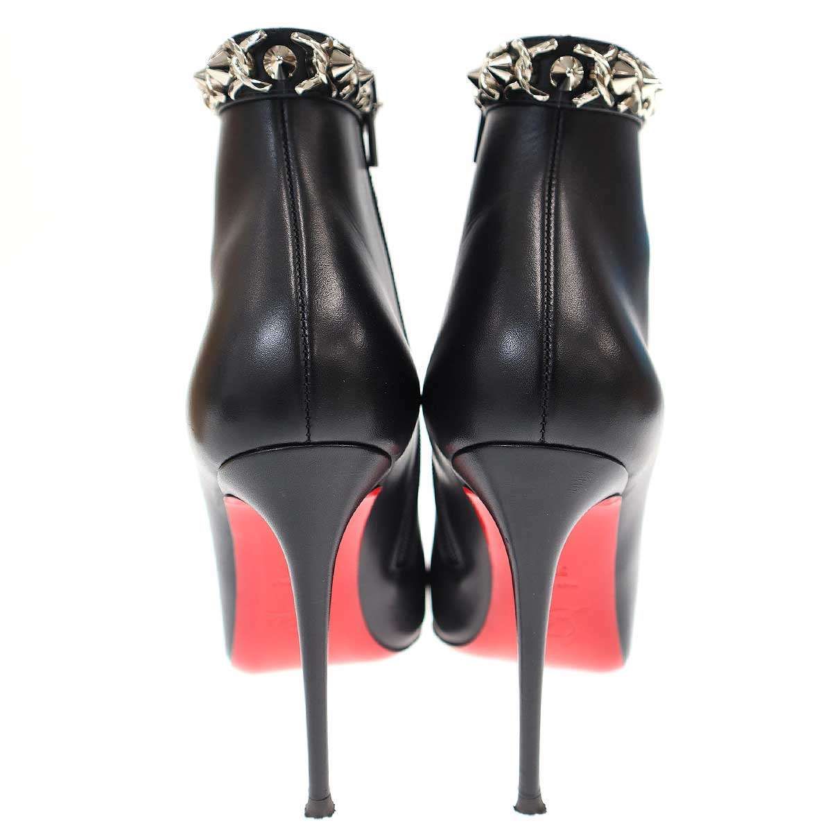 保存袋付き未使用品✨ルブタン　レザー×スタッズ　ハイヒール　黒　38 保存袋付き未使用品✨ルブタン レザー×スタッズ ハイヒール 黒 38